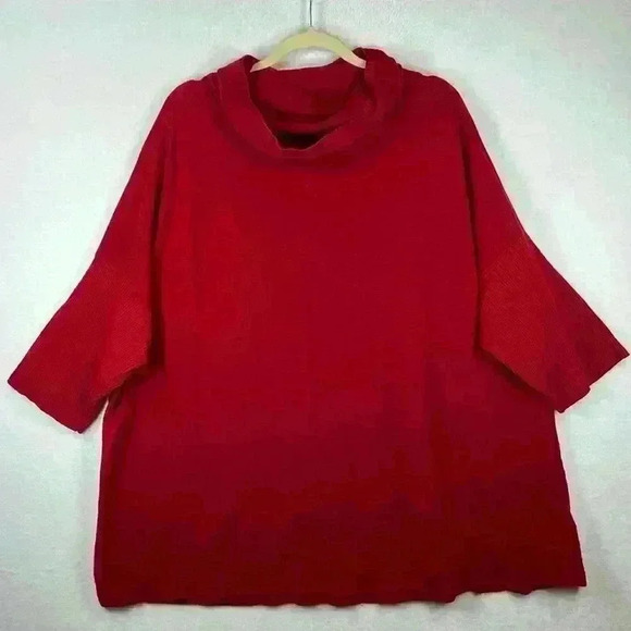 Eileen Fisher Woman Sweater Plus Size 2X-3X* Red Organic Cotton Christmas - Picture 1 of 9